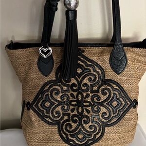 Brighton Black and Tan Embroidered Tote